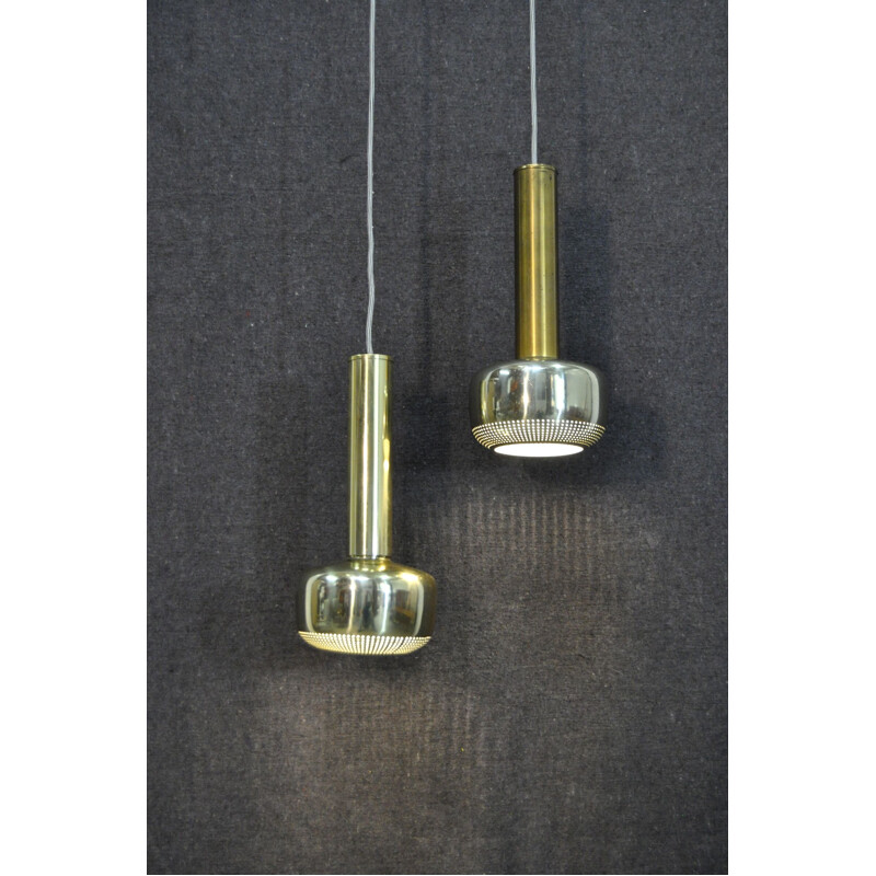 Pair of vintage Guldpendel hanging lamps by Vilhelm Lauritzen for Louis Poulsen Danish 1960s
