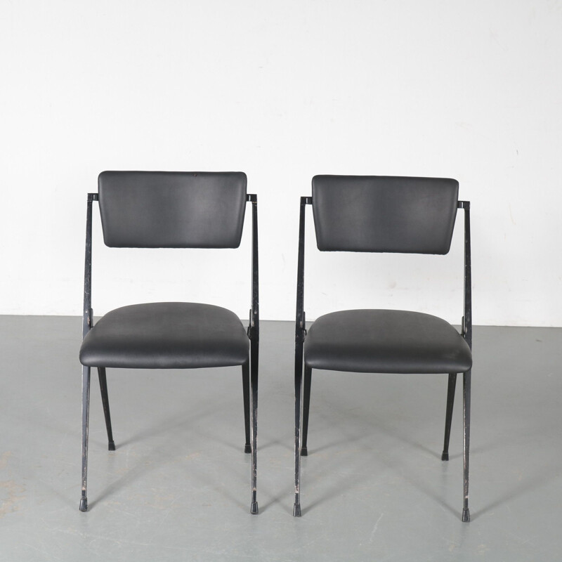 Pair of vintage Pyramid stacking chair by Wim Rietveld for Ahrend de Cirkel Netherlands 1950s