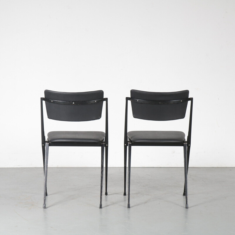 Pair of vintage Pyramid stacking chair by Wim Rietveld for Ahrend de Cirkel Netherlands 1950s