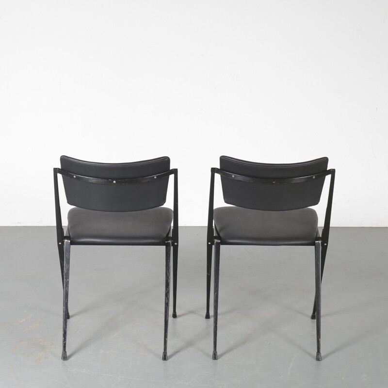 Pair of vintage Pyramid stacking chair by Wim Rietveld for Ahrend de Cirkel Netherlands 1950s