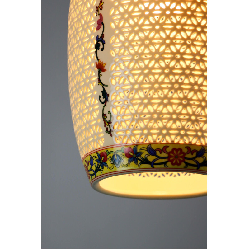 Vintage oriental ceramic pendant lamp, 1980