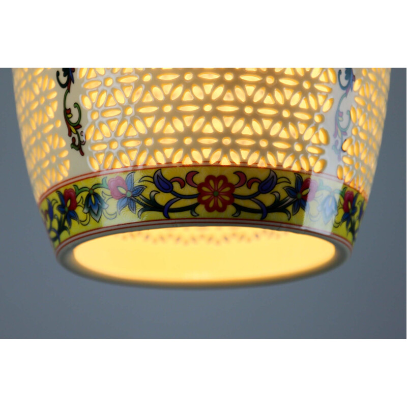 Vintage oriental ceramic pendant lamp, 1980