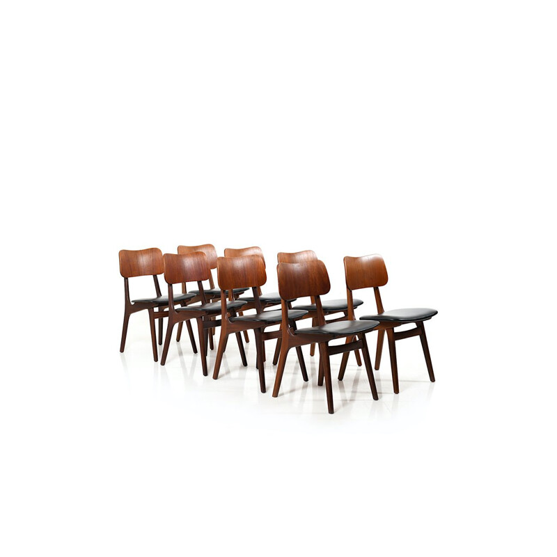 Set of 8 Mid Century Ib Kofod-Larsen Teak Dining Chairs 1950s