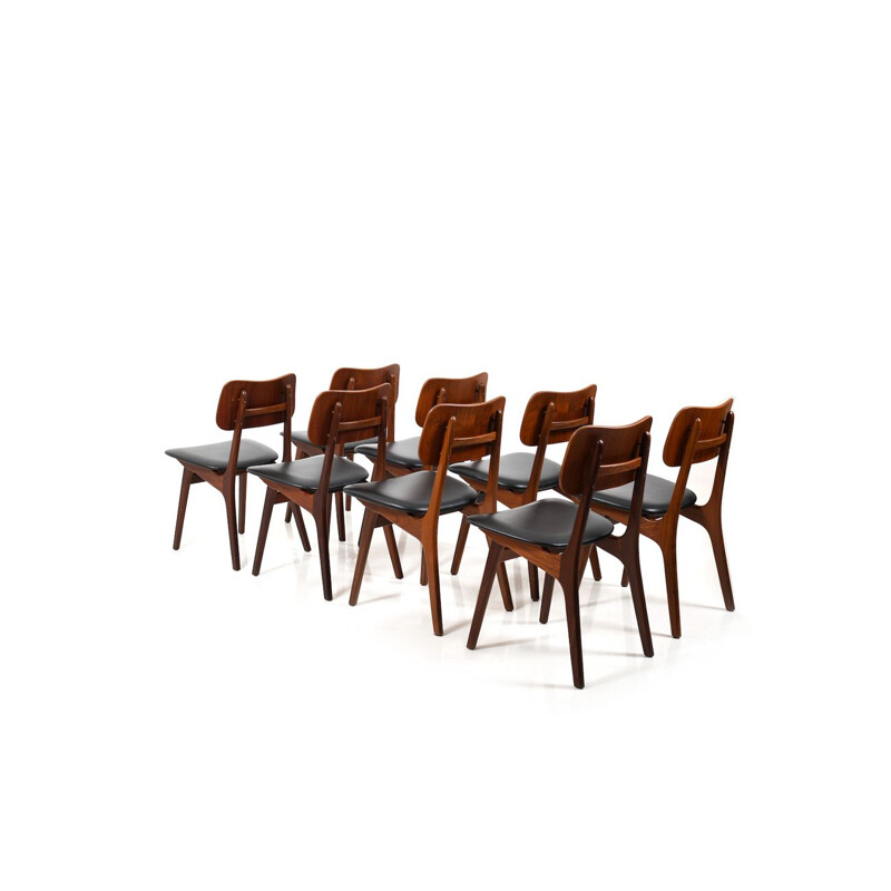 Set of 8 Mid Century Ib Kofod-Larsen Teak Dining Chairs 1950s