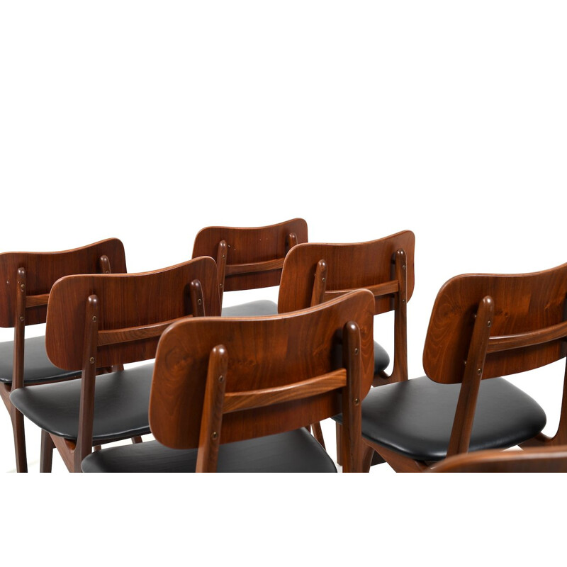 Lot de 8 chaises vintage en teck Ib Kofod-Larsen 1950