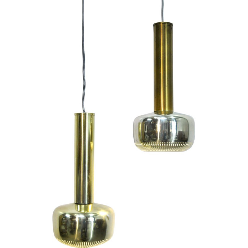 Pair of vintage Guldpendel hanging lamps by Vilhelm Lauritzen for Louis Poulsen Danish 1960s