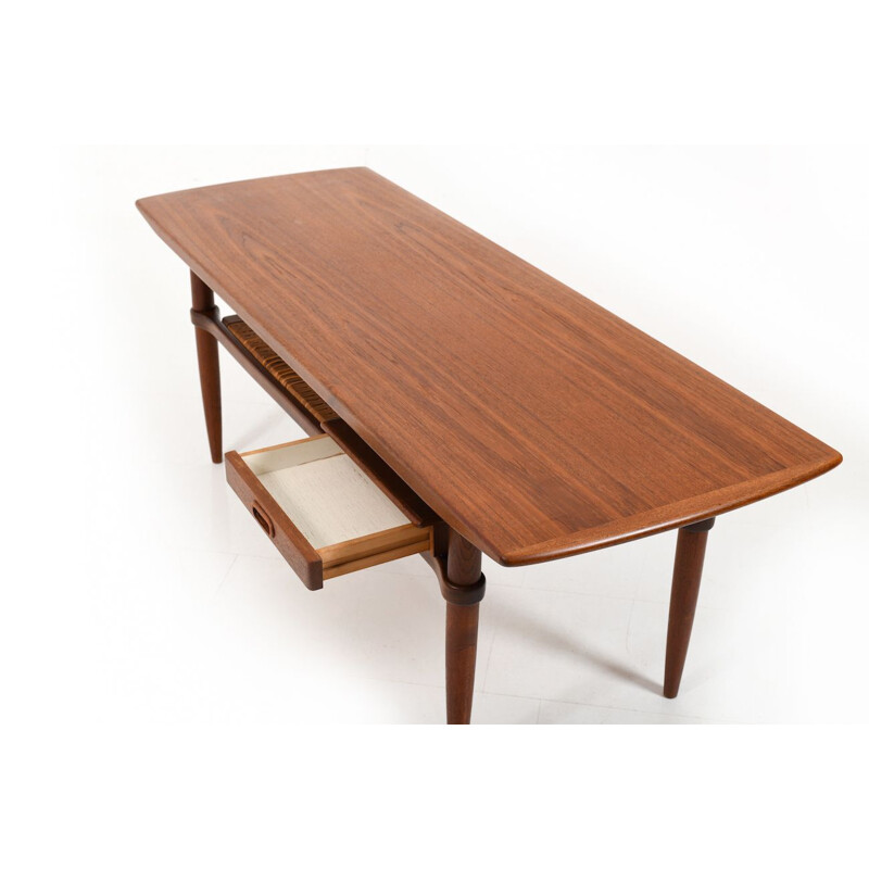 Vintage Beautiful Danish Rectangular Sofa Table in Teak 1955s