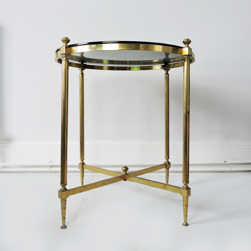 Vintage Brass and Smoked Glass Coffee Table 1970s