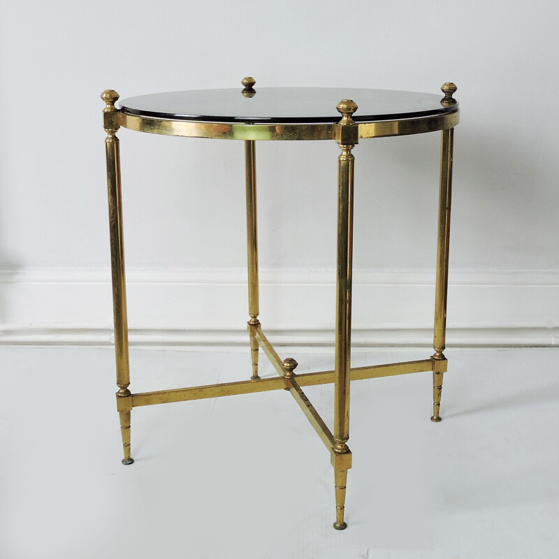 Vintage Brass and Smoked Glass Coffee Table 1970s