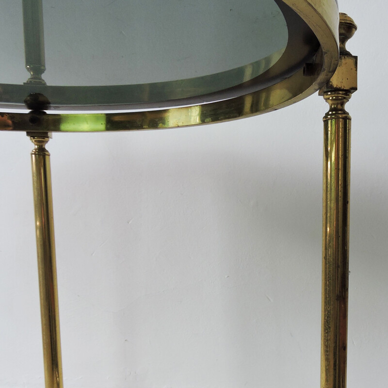 Vintage Brass and Smoked Glass Coffee Table 1970s