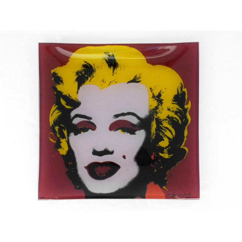 Assiette vintage carrée en verre Rosenthal Série Celebrity par Andy Warhol