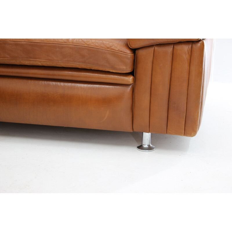 Vintage Living Room Set in Cognac Leather 1970s