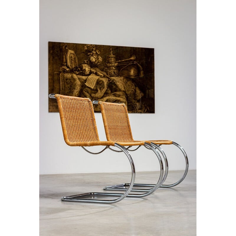 Lot de 4 chaises vintage en canne Thonet 1960