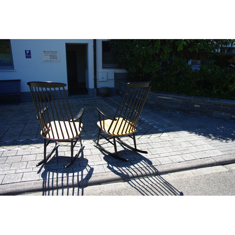 Pair of vintage rocking armchair Imari Tapiovaara 1950s