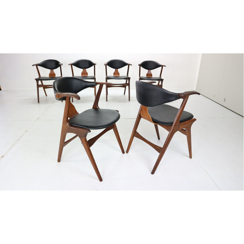 Set of 6 vintage Cow Horn Chairs for Awa 1960s