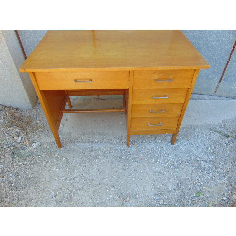 Vintage-Schreibtisch aus hellem Holz - 1960
