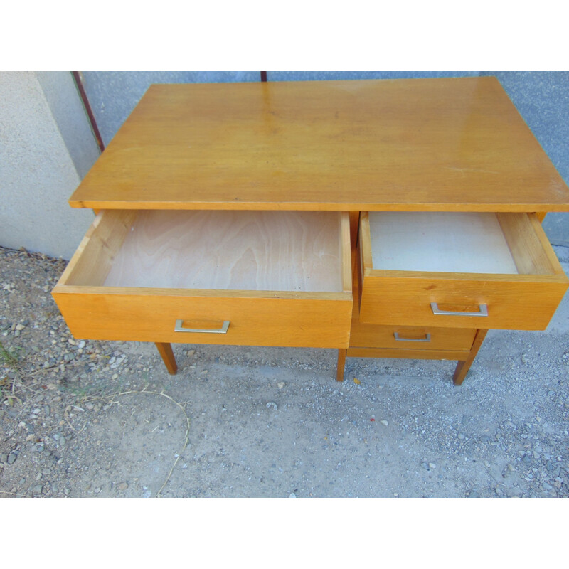 Bureau vintage en bois clair - 1960