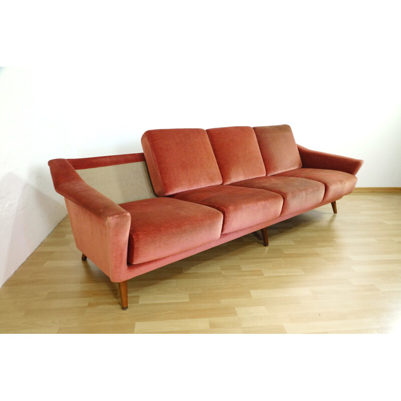 Large mid century 4-seater sofa in fabric - 1950s