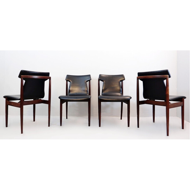 Set of 4 vintage Rosewood chairs by Inger Klingenberg for Fristho 1960s