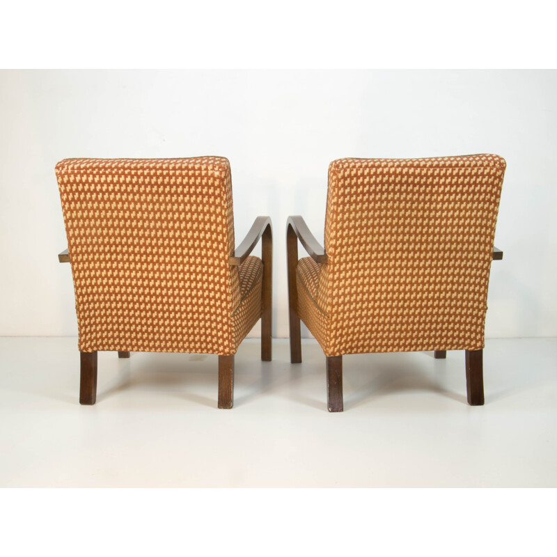 Pair of vintage Art Deco Armchairs by Halabala 1930s