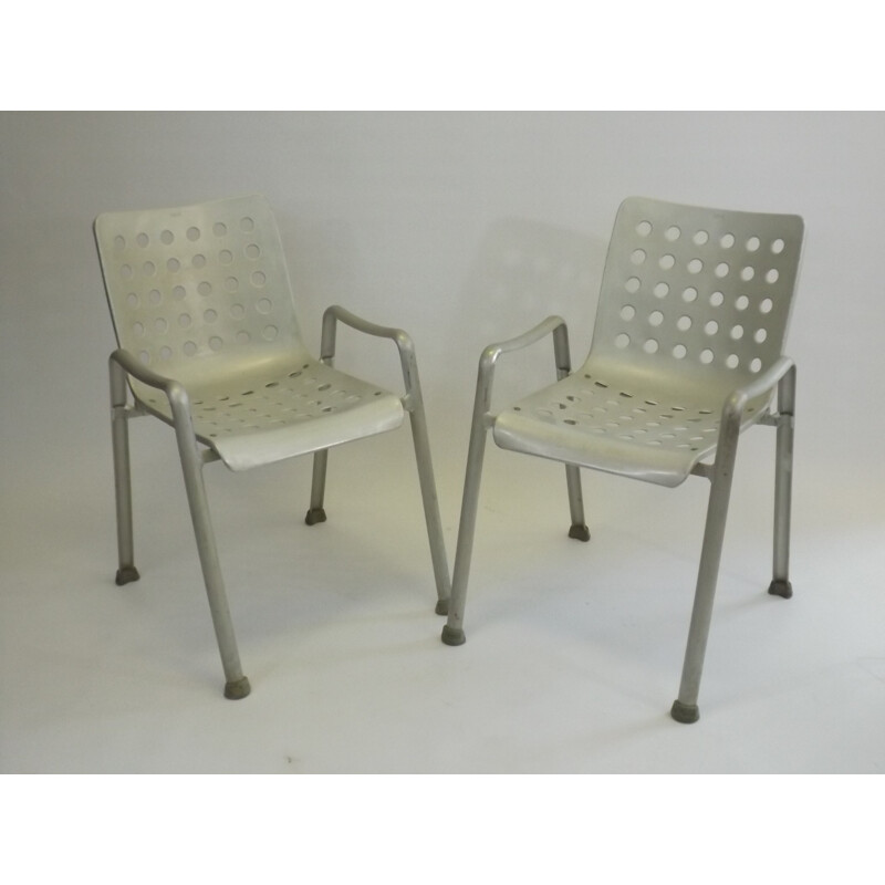 Paire de chaises vintage "Landi" en aluminium, Hans CORAY - 1960