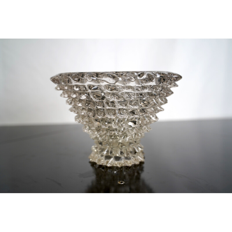 Large vintage Rostrato glass vase by Ercole Barovier 1930s