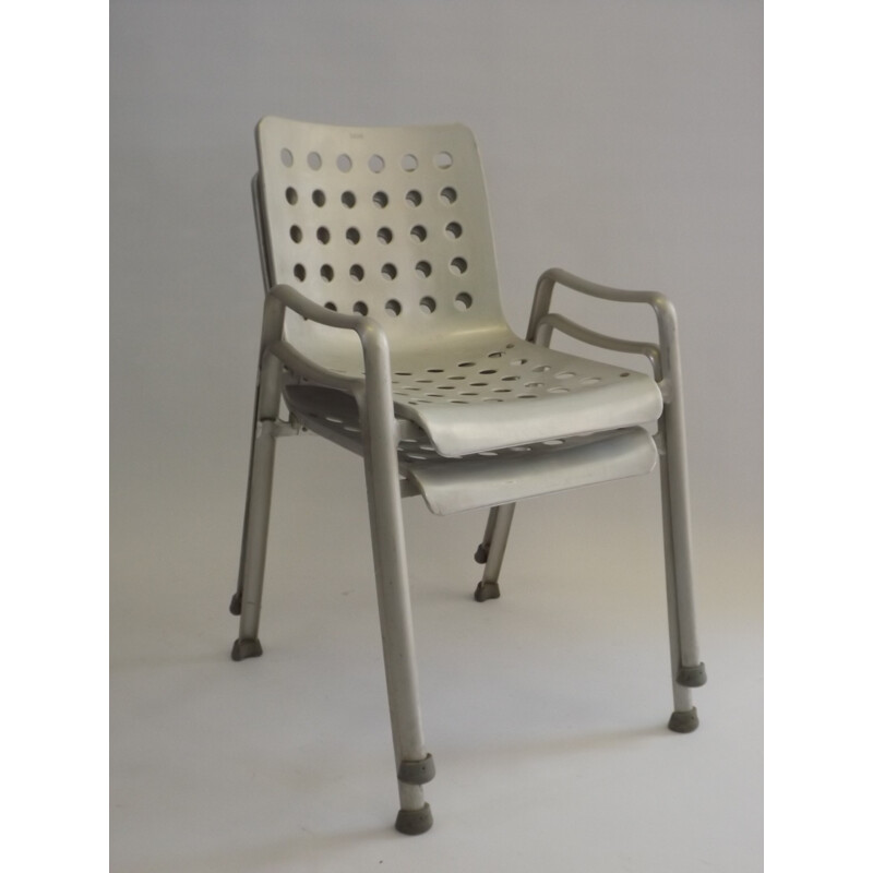 Paire de chaises vintage "Landi" en aluminium, Hans CORAY - 1960