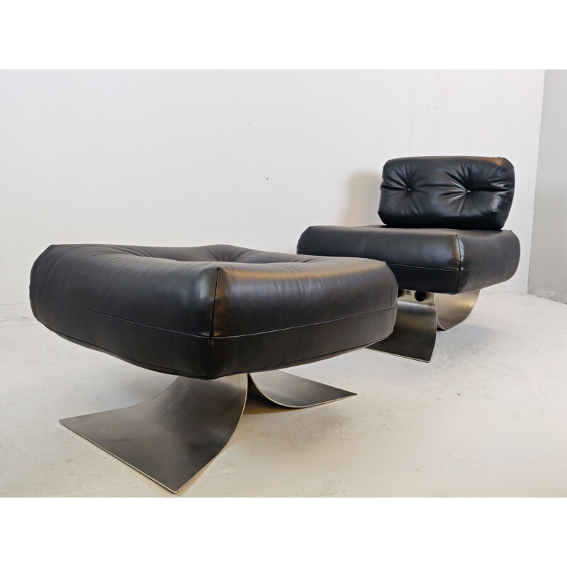 Vintage Oscar Niemeyer Chair and Ottoman Alta 1970s