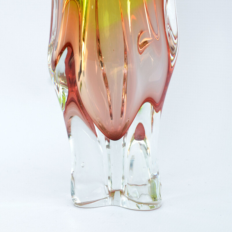 Vintage Glass vase by J. Hospodka Chribska Sklarna Czechoslovakia 1960s