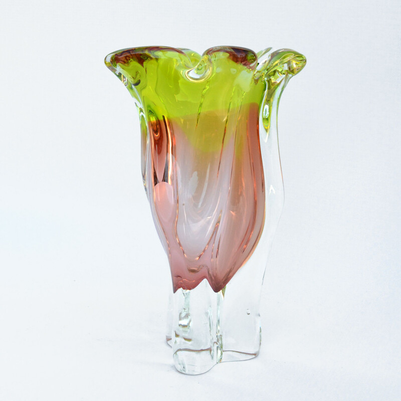 Vase en verre vintage de J. Hospodka Chribska Sklarna Tchécoslovaquie 1960