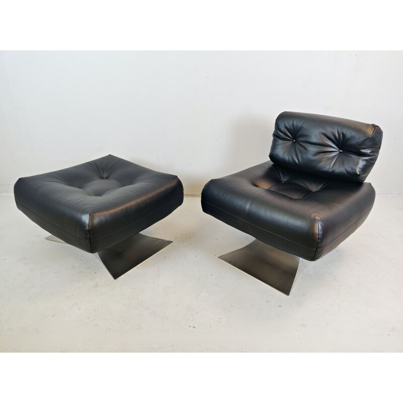 Vintage Oscar Niemeyer Chair and Ottoman Alta 1970s