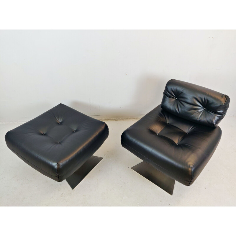 Vintage Oscar Niemeyer Chair and Ottoman Alta 1970s