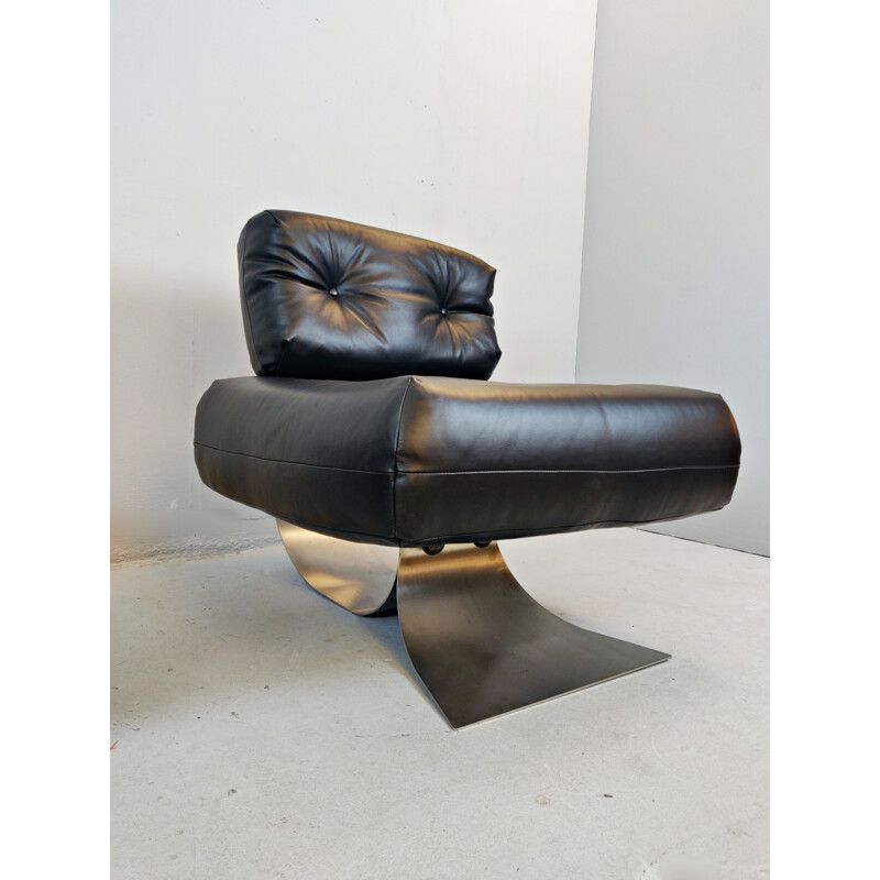 Vintage Oscar Niemeyer Chair and Ottoman Alta 1970s