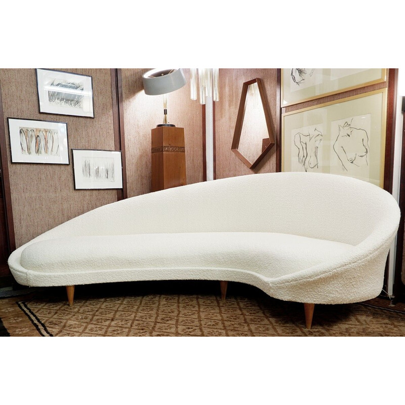 Vintage curved sofa Federico Munari Italy 1955s