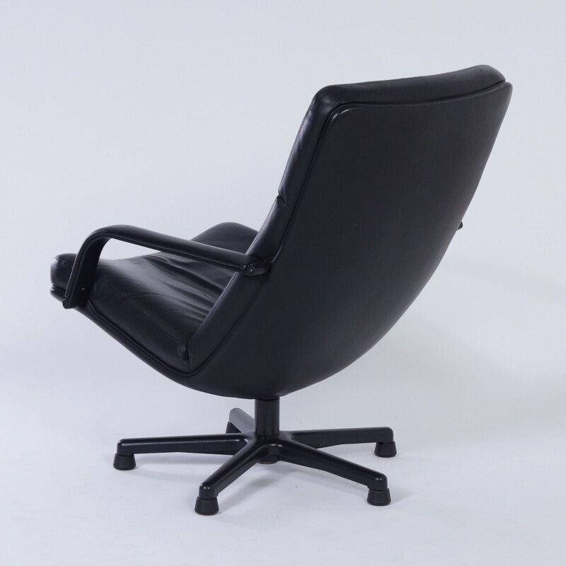 Fauteuil vintage Easy Chair de Geoffrey Harcourt pour Artifort Black Leather 1980