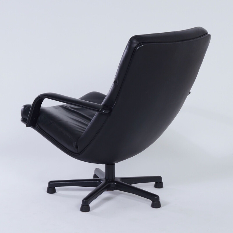 Vintage Easy Chair by Geoffrey Harcourt for Artifort Black Leather 1980s