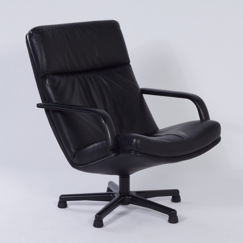 Vintage Easy Chair by Geoffrey Harcourt for Artifort Black Leather 1980s