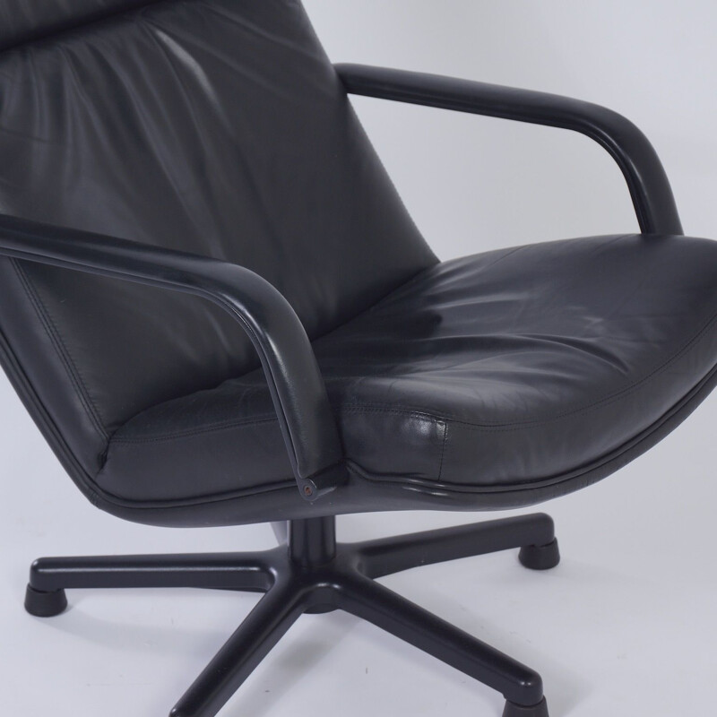 Vintage Easy Chair by Geoffrey Harcourt for Artifort Black Leather 1980s