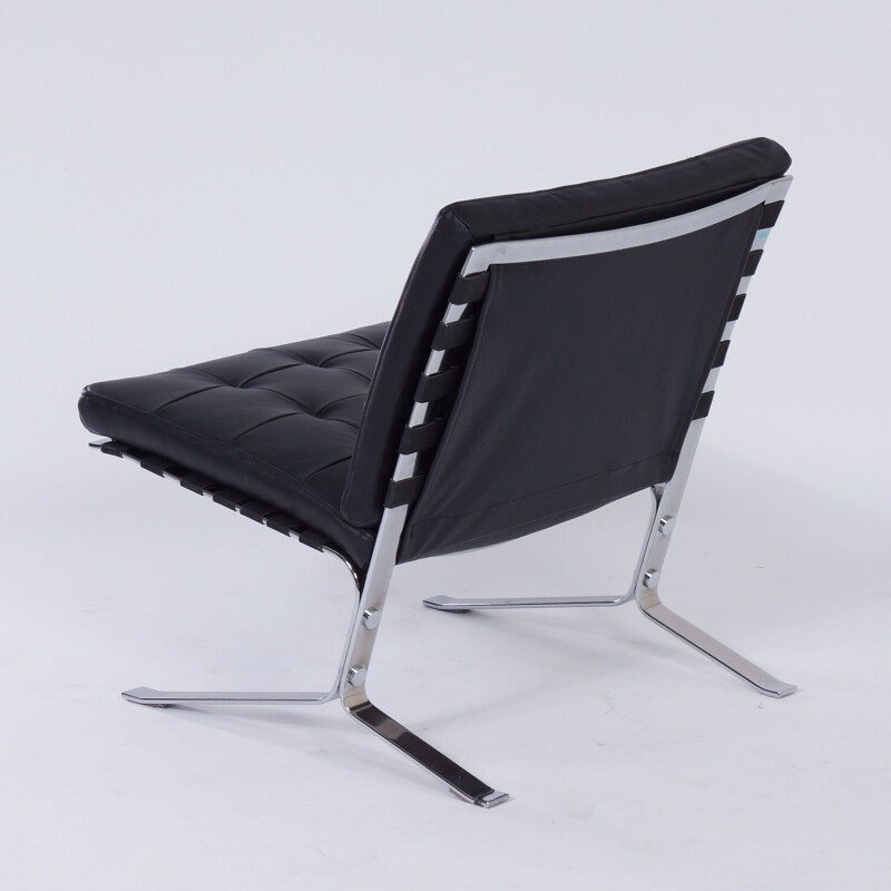 Pair of vintage Joker Lounge Chairs by Olivier Mourgue for Airborne in Black Leather 1960s