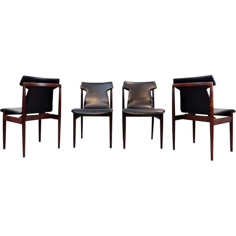 Set of 4 vintage Rosewood chairs by Inger Klingenberg for Fristho 1960s