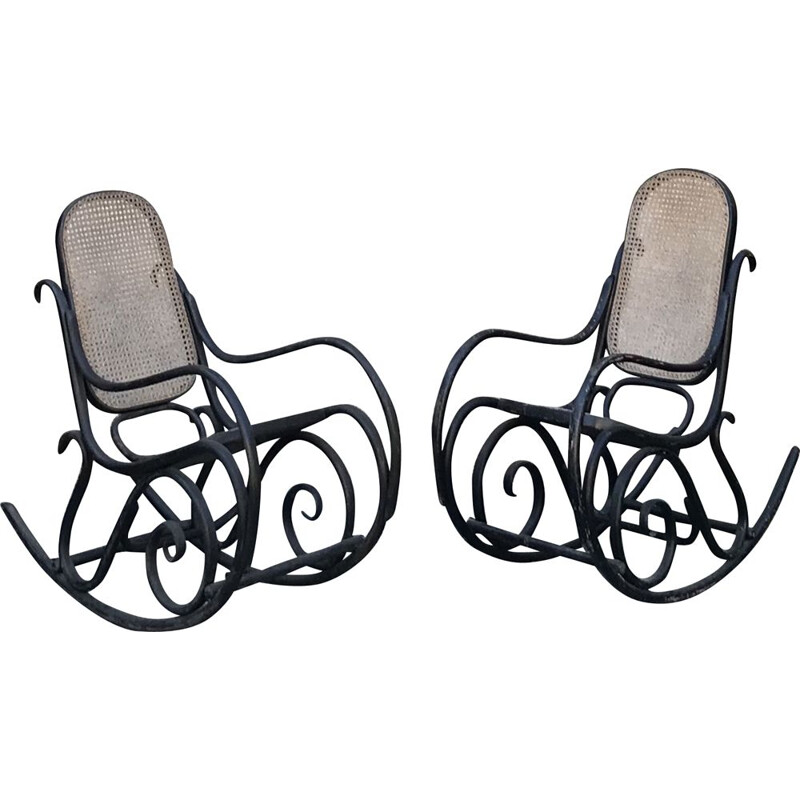 Pair of Thonet vintage rocking chairs