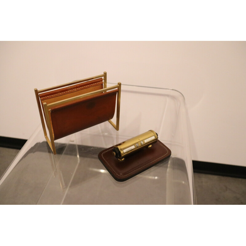 Vintage Desk accessories-  letter holder & calendar - Delvaux - Belgium - 1970s