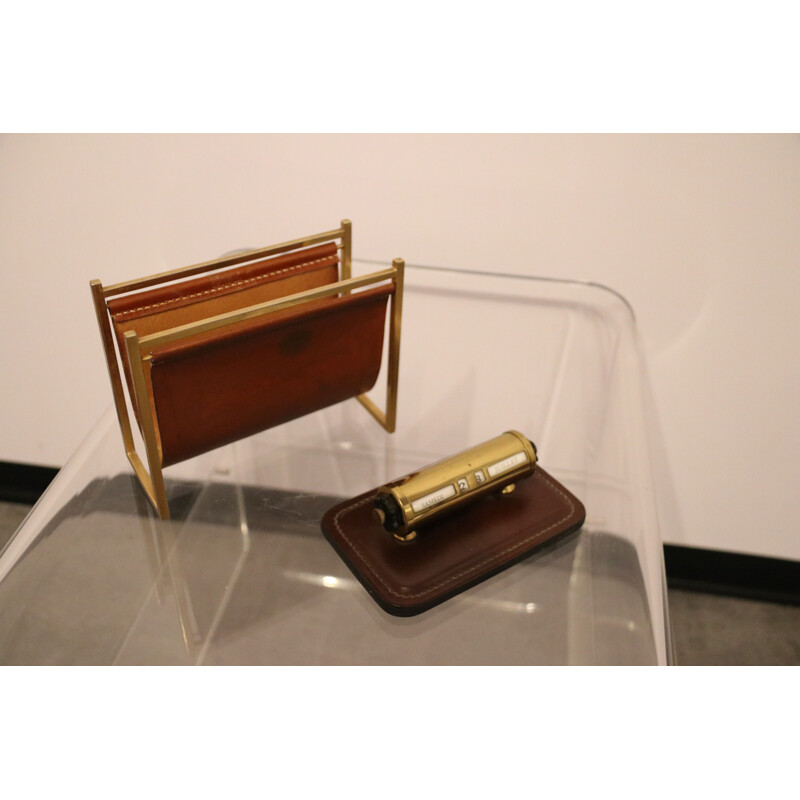 Vintage Desk accessories-  letter holder & calendar - Delvaux - Belgium - 1970s