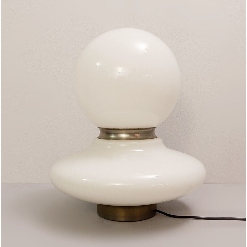 Vintage Desk Lamp in Opaline Glass Italy 1960