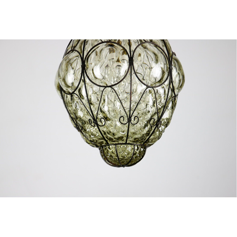 Vintage pendant lamp Murano caged glass Italian 1960s