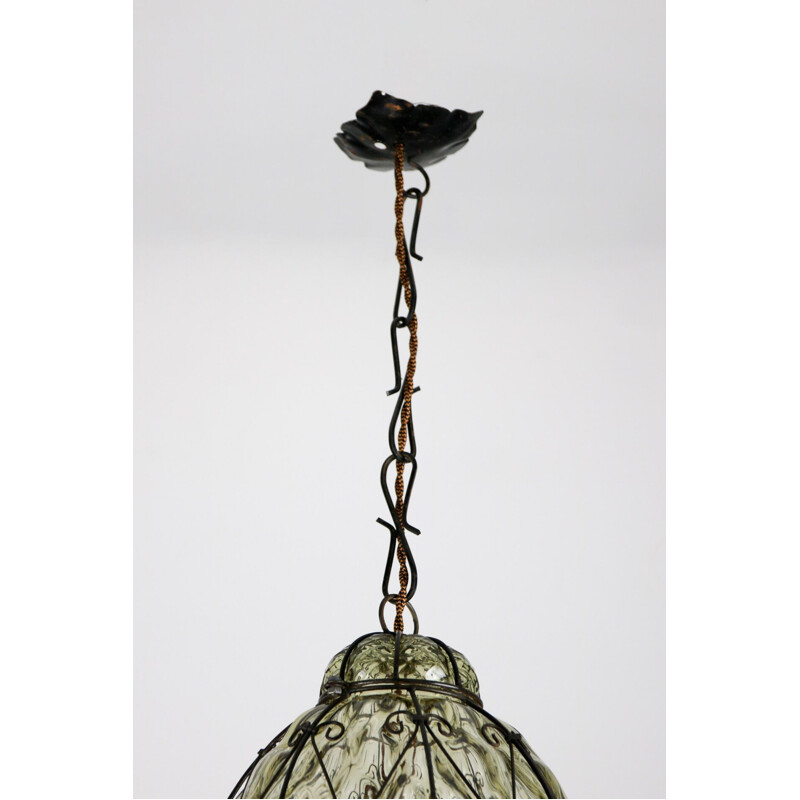 Vintage pendant lamp Murano caged glass Italian 1960s