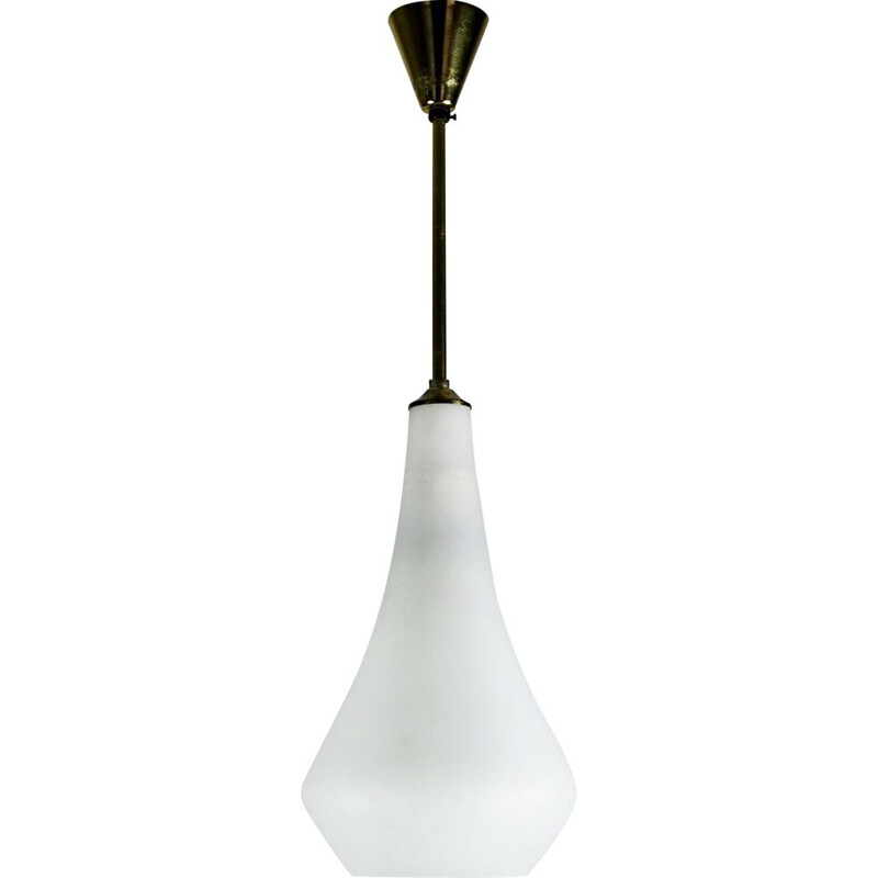 Vintage pendant lamp opaline milk glass
