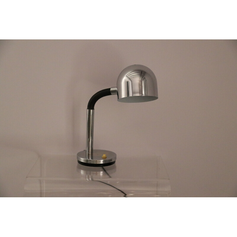 Vintage Desk or table lamp in chrome plated steel with flexible arm - 1970s