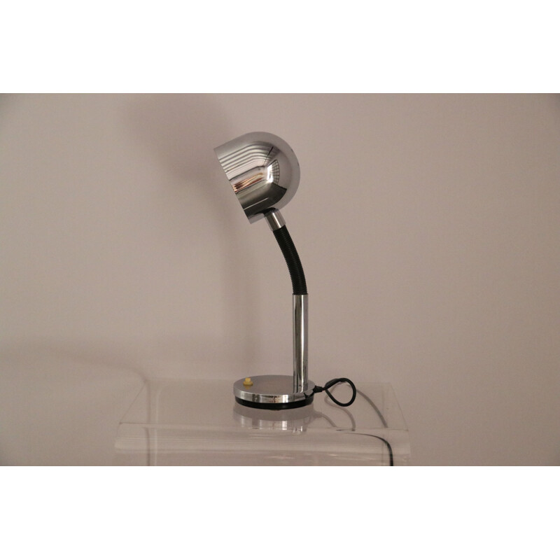 Lampe de bureau ou de table Vintage en acier chromé avec bras flexible 1970
