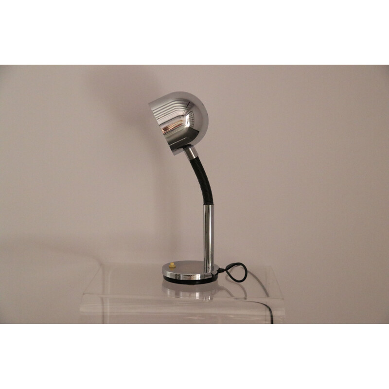 Vintage Desk or table lamp in chrome plated steel with flexible arm - 1970s